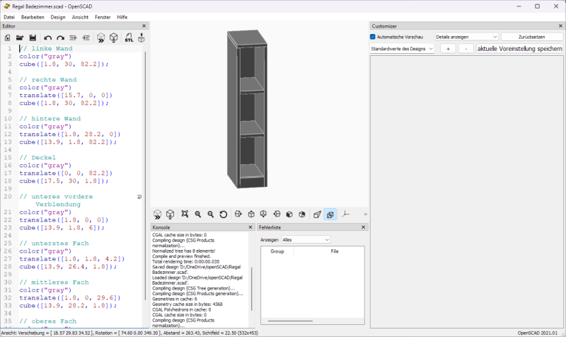 openSCAD Skizze